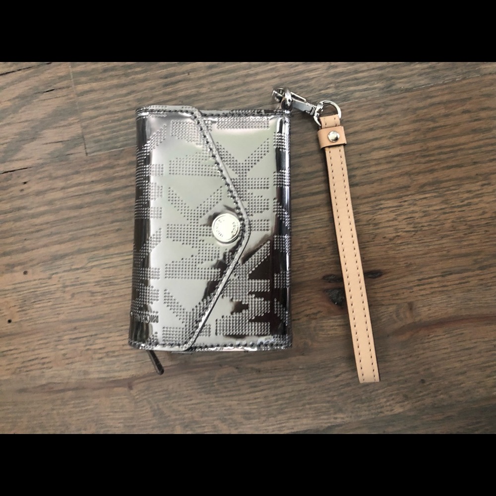 Michael Kors silver Metallic Wristlet Wallet
